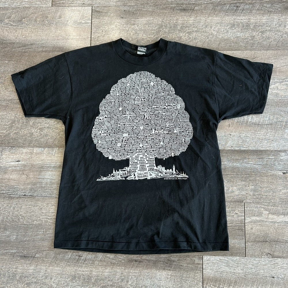 Vintage Family Tree of Rock-Roll T-Shirt Mens Large Black 1992 Vintage